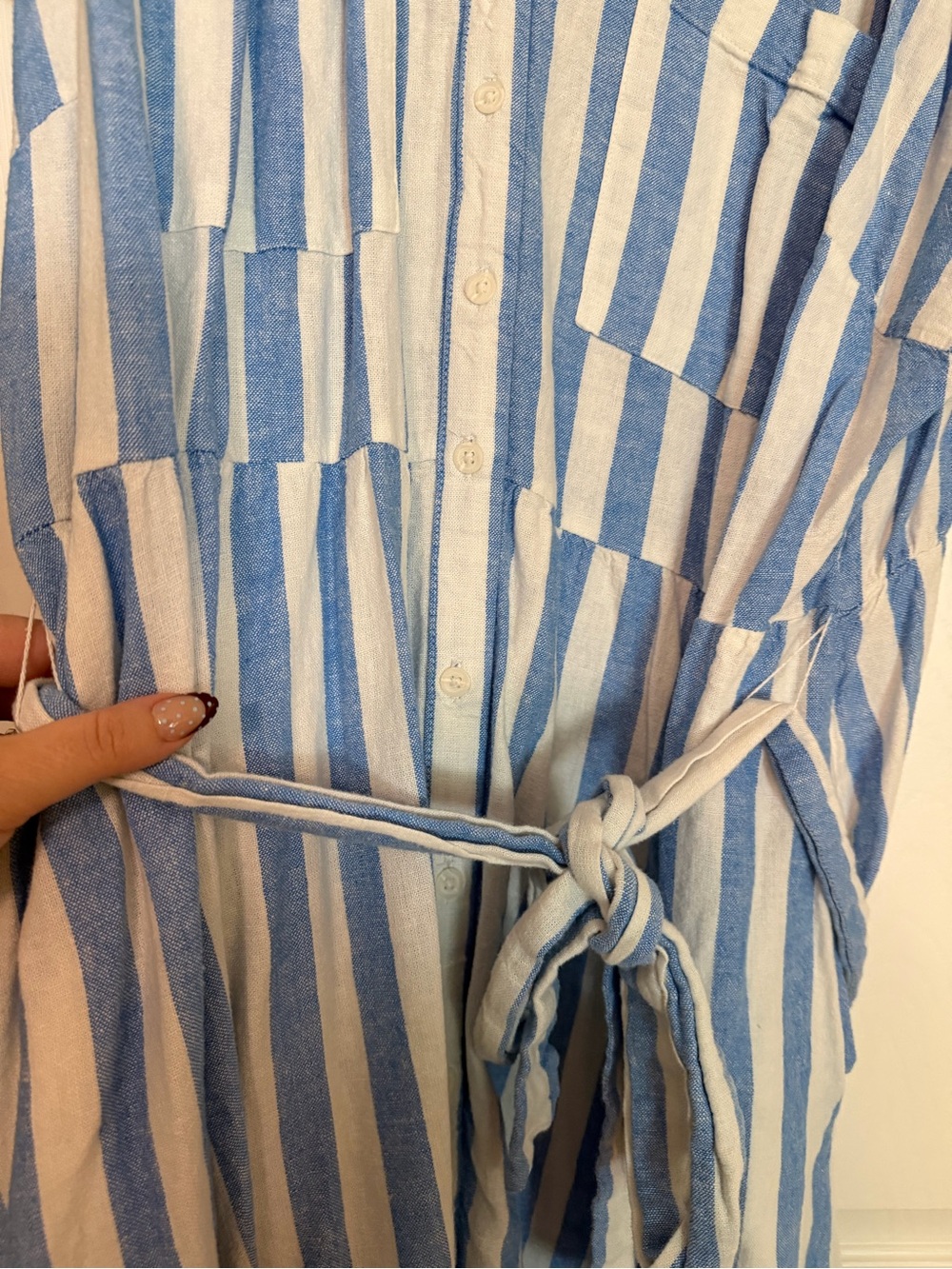 Ava & Viv Blue and White Striped Maxi Shirt Dress - Picture 3 of 4